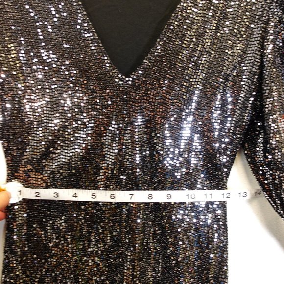 Vintage Forever 21‎ Dress Small Sequin Black Mini Cocktail Mirror Party - Picture 4 of 7